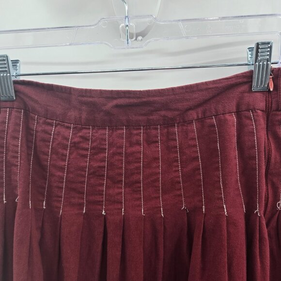 Vintage Y2K Fashion Terminal Burgundy Embroidery Beads 100% Cotton Maxi Skirt XL - Picture 6 of 11